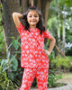 Black Lycra Blend Printed T-Shirt & Pant for Girls