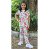 Black Lycra Blend Printed T-Shirt & Pant for Girls