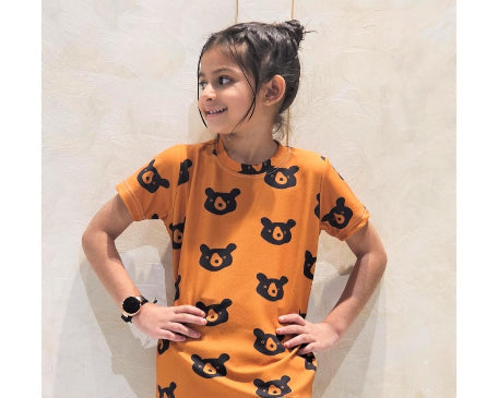 Black Lycra Blend Printed T-Shirt & Pant for Girls